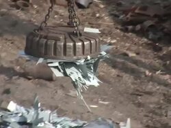 MS POV Magnet lifting steel scrap at scrapyard / Bous, Saarland, Germany Stock Footage