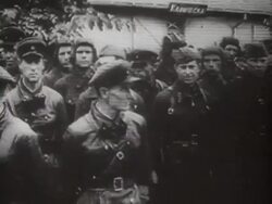 MS Officers standing for parade / Brest-Litovsk, Russia Stock Footage