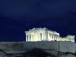 WS T/L View of acropolis with hyper-real blue sky / Athens, Athens, Greece Stock Footage