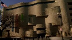 A unique buildings houses the Museum of the American Indian in Washington, D.C. Stock Footage