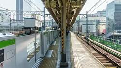 Panning Timelapse: Akihabara Station Platform Tokyo , Japan Stock Footage