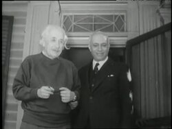 Albert Einstein shakes hands with Indian Prime Minister Jawaharlal Nehru. News Clip