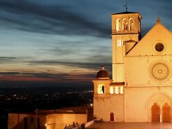 WS T/L of Sacro Convento Saint Francis Upper Basilica at sunset / Assisi, Umbria, Italy Stock Footage