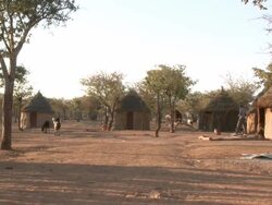 Himba Tribe village scene, Namibia Stock Footage
