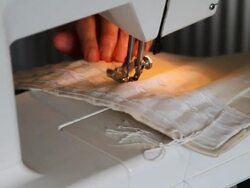 Machine Sewing Curtains Stock Footage