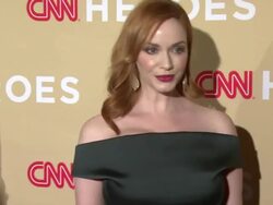 Christina Hendricks and Geoffrey Arend at 2014 CNN Heroes: An All Star Tribute - Red Carpet at American Museum of Natural History on November 18, 2014 in New York City Stock Footage