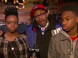 INTERVIEW: Spike Lee on not shying away from issues in his films, and on the Super Bowl at Bing Bar Sundance 2012 - Day 5 in Park City, Utah, on 1/23/2012 (Footage by WireImage Video/Getty Images Entertainment Video) Stock Footage