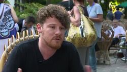 INTERVIEW - Christopher Murray on the crisis of representation at 'Blind Christ' interview Stock Footage