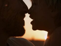 Father and son on beach Stock Footage