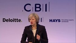 Theresa May addresses business leaders at the CBI conference News Clip
