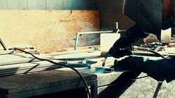 Welding two steel tubes in slo mo. Stock Footage