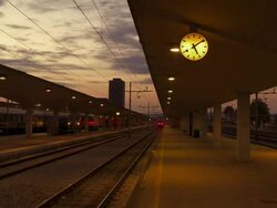 HD TIME LAPSE: Ljubljana Railroad Station Platform Stock Footage
