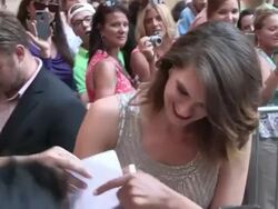 Heather Doerksen greets fans at Pacific Rim Premie Stock Footage