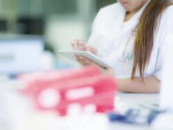 Scientist using Tablet computer Stock Footage