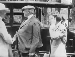 Henry Ford camping with Thomas Edison, President Harding and friends Stock Footage