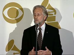 INTERVIEW: Neil Portnow on if Adele will perform at the GRAMMYs at the The GRAMMY Nominations Concert Live!! - Media Center Arrivals at Los Angeles CA.  Stock Footage