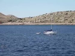 A sailnig boat in the archipelago, Kornati National Park Stock Footage