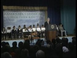 USA: BILL CLINTON ON SPORT UTILITY VEHICLES &amp; POLLUTION News Clip