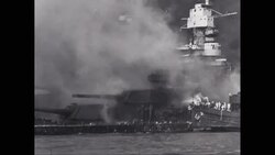 WS POV Demolition of ships and houses during war / United States Stock Footage