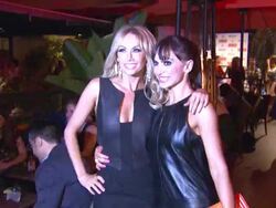 Kym Johnson, Karina Smirnoff at Joey Fatone And Kym Johnson Host After Party For Premiere Of Dancing With The Stars At Mixology 101 on 9/24/12 in Los Angeles, CA. Stock Footage