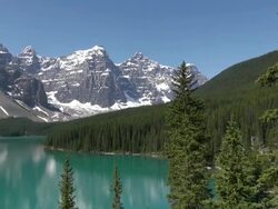 WS View of Moraine lake at Banff National Park ( Valley of ten peaks ) / Lake Louise, Alberta, Canada Stock Footage