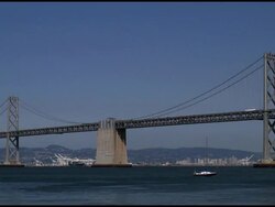 San Francisco Bay Bridge Center Pylon / Tower Stock Footage