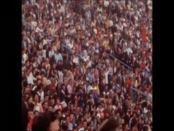 SYND 4-12-71 FIDEL CASTRO HOLDS A FINAL MASS MEETING BEFORE LEAVING CHILE News Clip