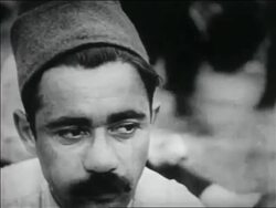 B/W 1932 close up WWI veteran in mustache + hat chewing food / Bonus March in Washington DC Stock Footage