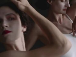 Portrait of three ballerinas performing arm movements Stock Footage
