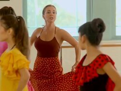 CU, PAN, Group of girls (10-11) in flamenco dancing classes, Richmond, Virginia, USA Stock Footage