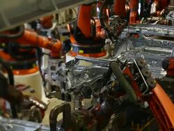 HD Robots Welding on Car Body Stock Footage