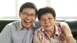 Senior adult and his son use communication by face time Stock Footage