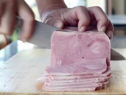 slicing ham Stock Footage
