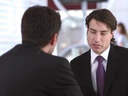HD: Businessman Having Meeting In The Bank Stock Footage