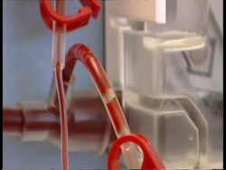 BCU Blood moving through tubes of dialysis machine Stock Footage
