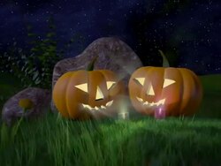 TwoPumpkinsWithCandles Stock Footage