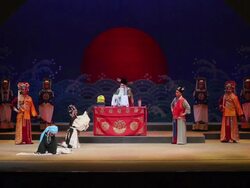 MS Artist performing Qinqiang opera in theater and Qinqiang is representative folk opera of northwest china AUDIO / xi'an, shaanxi, china Stock Footage