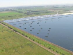 WS AERIAL View of paragliding over field / Werribee, Victoria, Australia Stock Footage