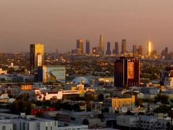T/L, WS, HA, View of Hollywood at dusk, Los Angeles, California, USA Stock Footage