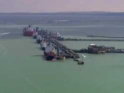 Aerial Fawley Refinery on Southampton Water/ Southampton, England Stock Footage