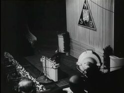 Mussert gives a speech at a meeting of members of the NSB in Amsterdam Stock Footage