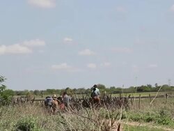 WS View of Men going to searching for water on shafts / Pilao Arcado, Bahia, Brazil Stock Footage