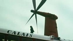 1969 MONTAGE Worker walking atop the Ramsgate Hoverport during trials of the SR.N4 Hoverlloyd prior to the opening in April / Kent, England Stock Footage