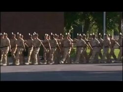 Soldiers from C Company 2nd Battalion The Royal Welsh Guards homecoming parade... News Clip