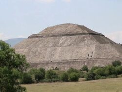 WS View of pyramid with bushes in front / Teotihuacan, Mexico, Mexico Stock Footage