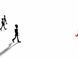 RED Cartoon person walking against the tide Stock Footage