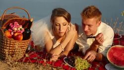 Romantic Wedding picnic Stock Footage