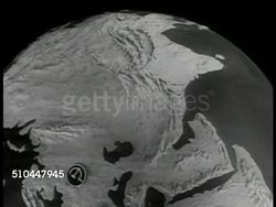 1950: MAP: Globe of Earth, turning to 'Indochina.' Instructional Video