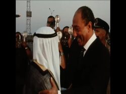 SYND 2-9-73  PRESIDENT ANWAR SADAT OF EGYPT WELCOMES EMIR OF KUWAIT News Clip