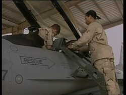 Activity at US military base in desert News Clip